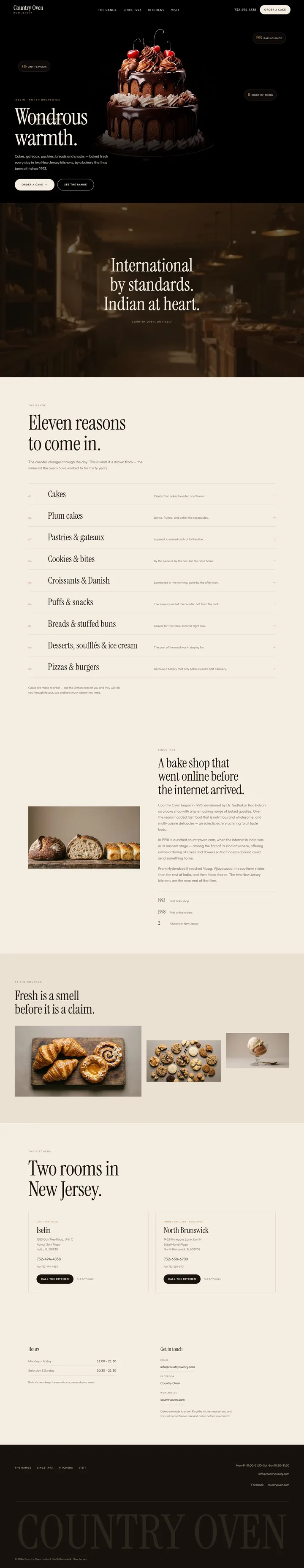 Country Oven website design, scroll to explore the page