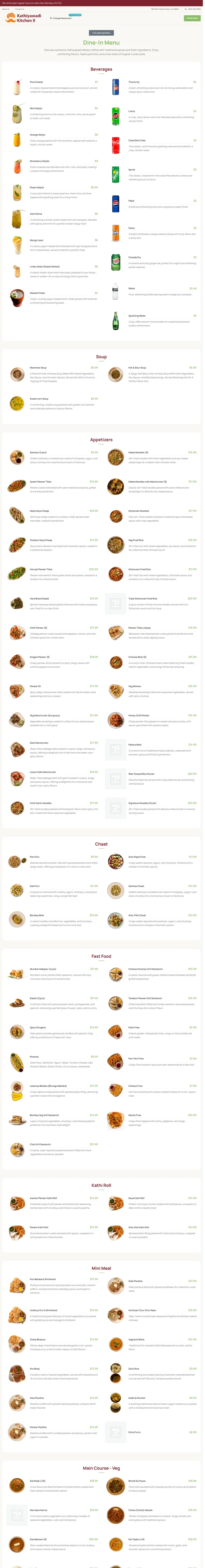 Kathiyawadi Kitchen website design, scroll to explore the page