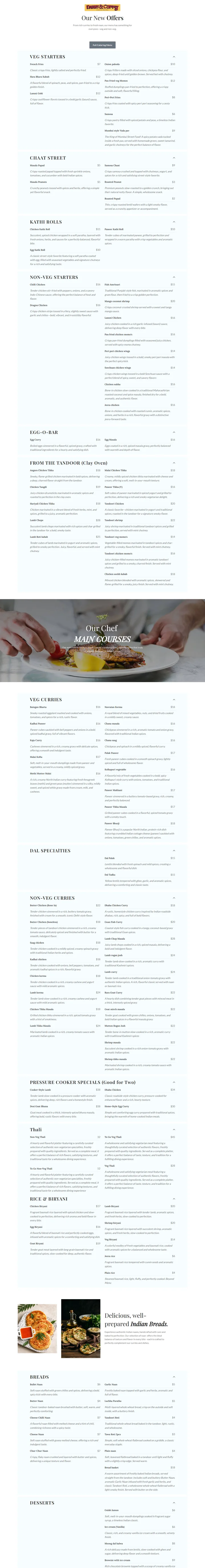 Naan N Curry website design, scroll to explore the page
