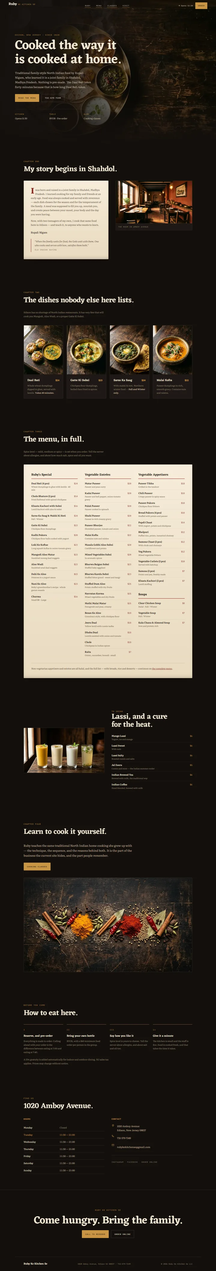 Ruby Ke Kitchen Se website design, scroll to explore the page