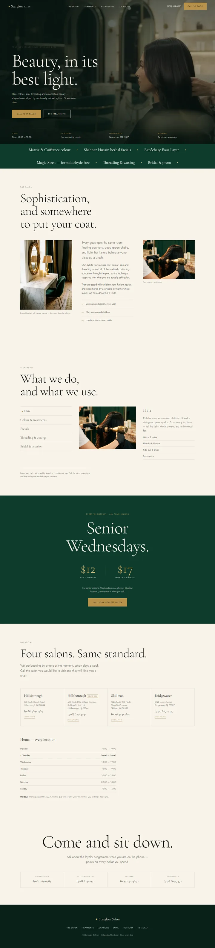 Starglow — Emerald website design, scroll to explore the page